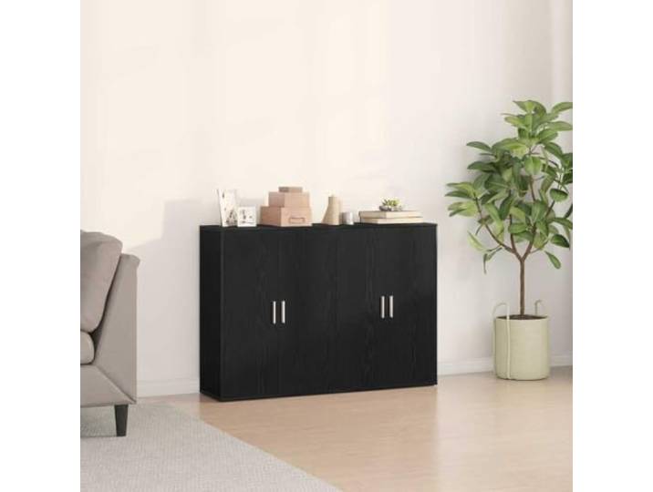 HEFZGDB Sideboard 2 STK. Schwarz Eichen-Optik 60x31x84 cm aus Holzwerkstoff mit hoher Stabilität, Feuchtigkeitsbeständigkeit, großer Oberfläche für Deko und Alltagsgegenstände,