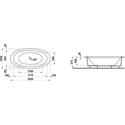 Laufen Badewanne „Ilbagnoalessi“ oval 2030 × 1020 mm in Weiß