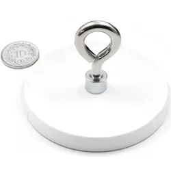 3x Supermagnete, Magnet, Magnetsystem gummiert mit Öse (1x)