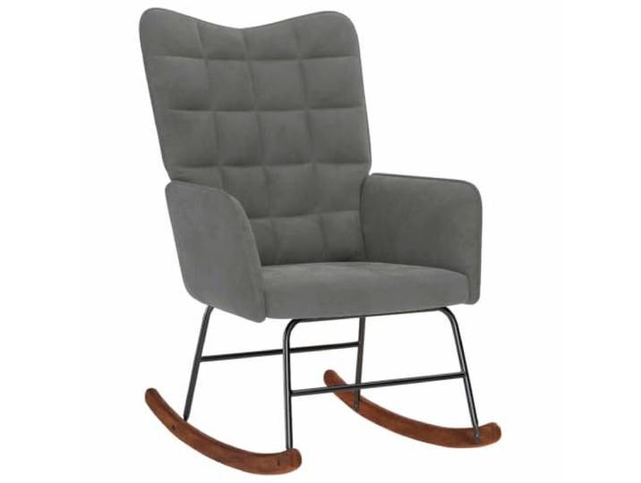 Xolmizyn Schaukelstuhl Dunkelgrau Samt Sessel Lounge Wohnzimmer 61x78x98 Flauschige Polsterung, Ergonomische Armlehnen, Robuste Holz-Metall-Konstruktion