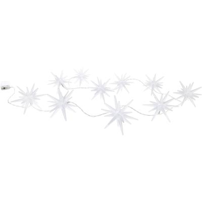 NÄVE LED-Lichterkette "mit 3D-Sternen, Weihnachtsdeko, Batteriebetrieb", weiß, Dioden 10 Stk. Flammen 10 Stk., Gesamtlänge 1,65m, Lichterketten, mit Timer, aus Kunststoff, in weiß gefrostet Länge ca. 165 cm