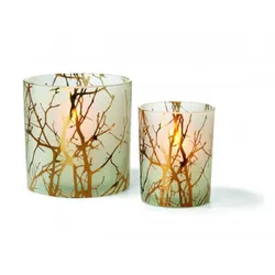Forest Windlicht mit goldenem Lichteffekt
