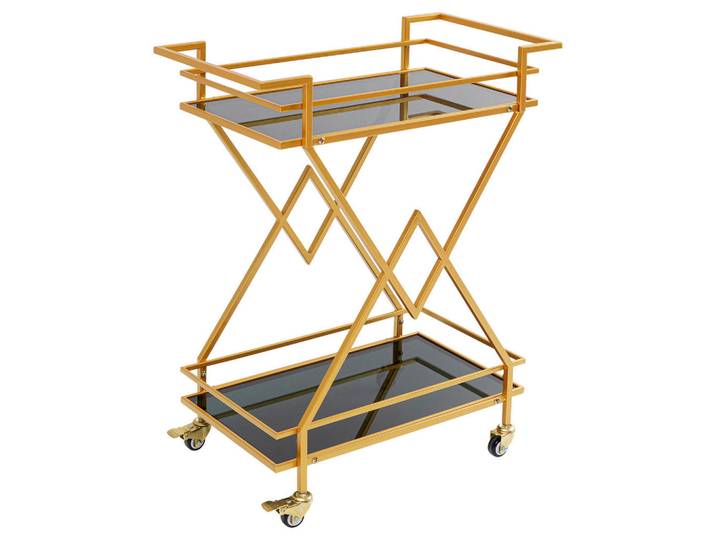 Kare-Design Servierwagen, Messing, Metall, rechteckig, 35.5x79x65 cm, Esszimmer, Barmöbel, Barwagen