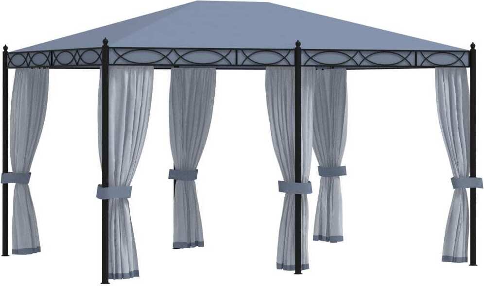 Pavillon mit Mückennetze 3x4 m Anthrazit Stahl