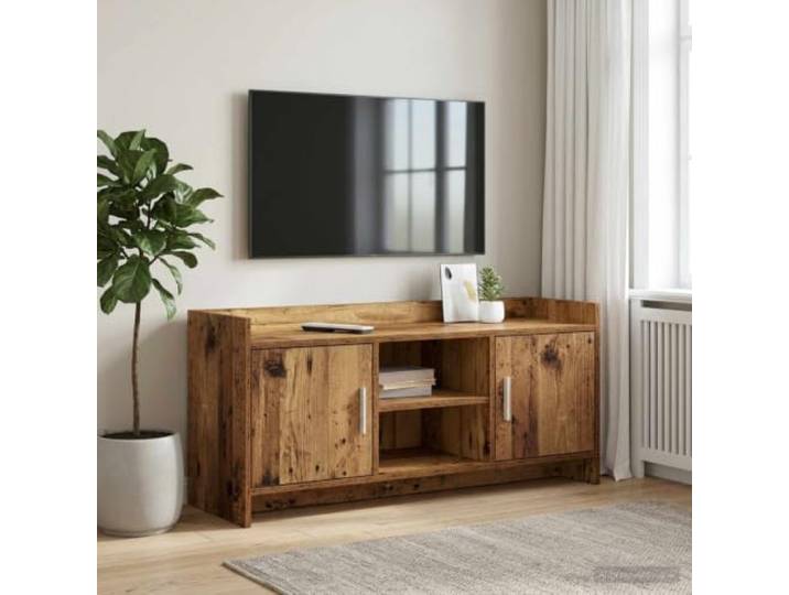 GKMBCVDFR TV-Schrank 102 x 33 x 47 cm Altholz Holzwerkstoff Lowboard Metallgriffe, pflegeleichte Oberfläche, durchdachte Regalfächer, modernes Design