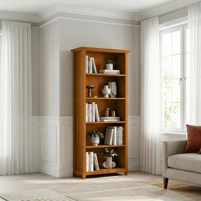 "WYNDENHALL Halifax 30"" Wide Solid Wood Transitional 5 Shelf Bookcase - 30""w x 14""d x 70"" h"