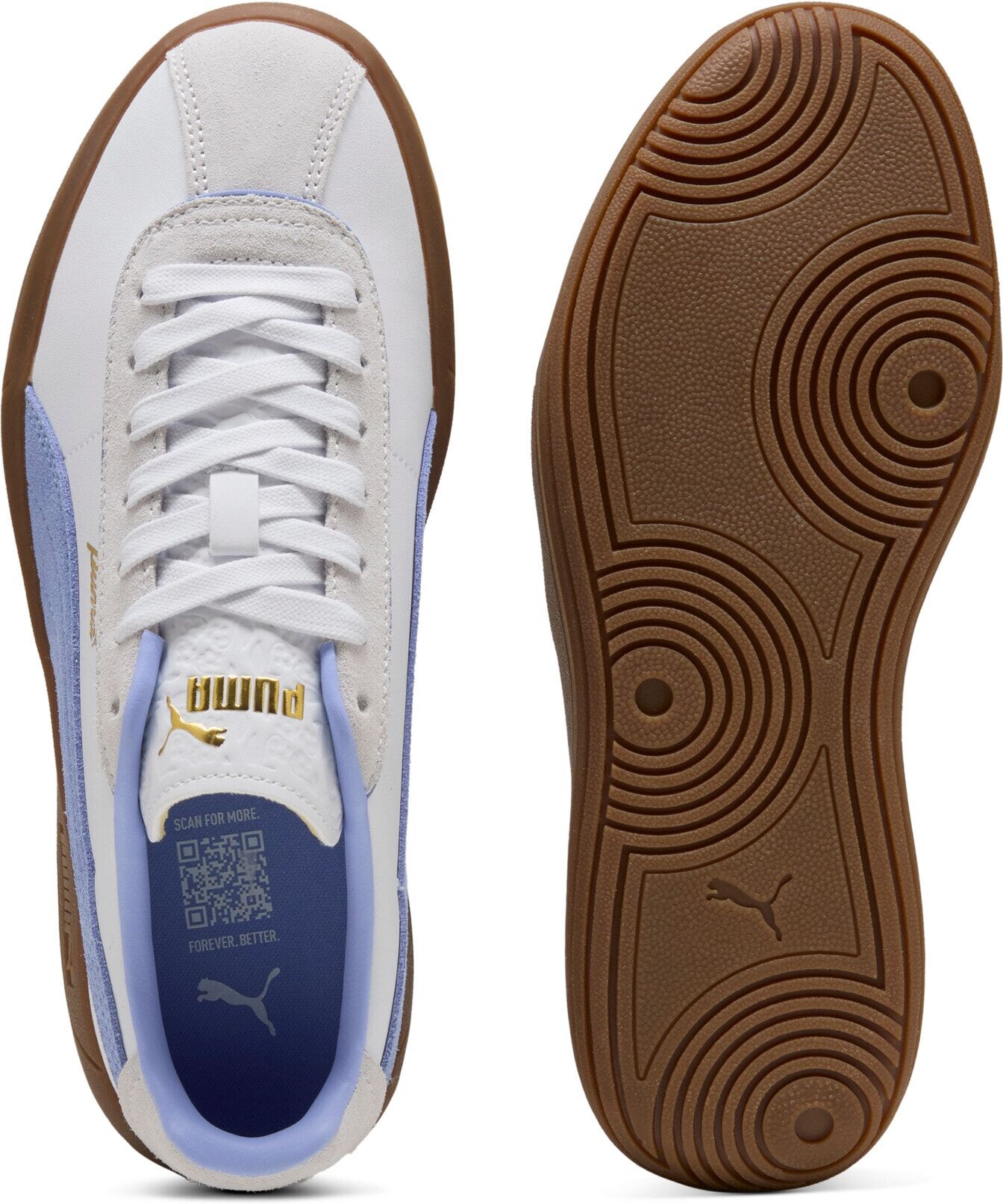 Sneaker PUMA "CLUB KLASSIKA", Damen, Gr. 41, Textil, lila (puma weiß, intense lavender), Leder, Schuhe Sneaker, Obermaterial aus Leder, Innenmaterial aus Textil puma weiß, intense lavender 41, Textil