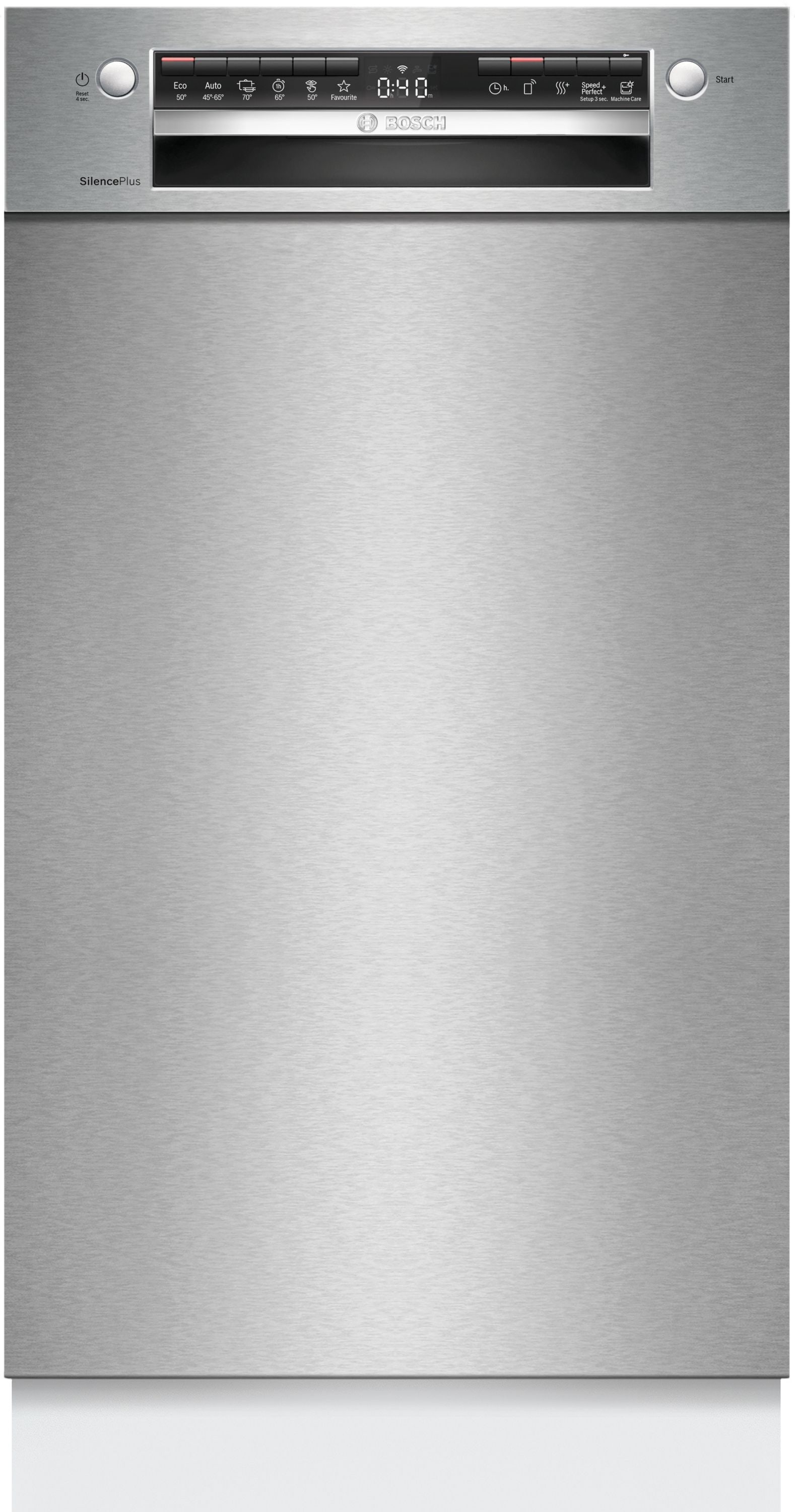 Bosch Serie 4 SPU4HMS10E 45 cm Geschirrspüler unterbaufähig leise 10 Maßgedecke aquaStop Funktion Wärmetauscher (Edelstahl)
