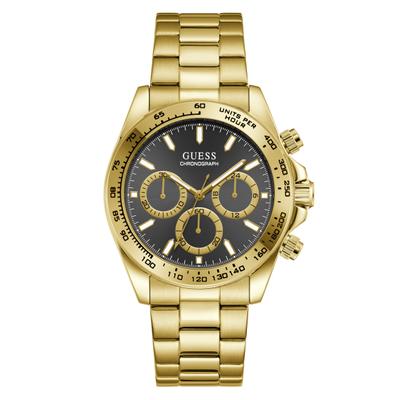 Chronograph GUESS "ARTHUR", gold (goldfarben, schwarz), Armbanduhren, Herren, Chronograph, Quarzuhr, Armbanduhr, Herrenuhr, Edelstahlarmband, analog