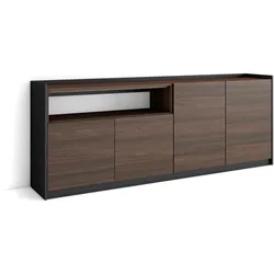 SIDEBOARD, Highboard, Dunkler Eiche und Schwarz, 207/37/80cm