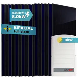 SUNNIVA® 8.0 kW Solaranlage, 16x 500 W Solarmodule Fullblack Bifacial, Wechselrichter SolarEdge SE8K (3-phasig)