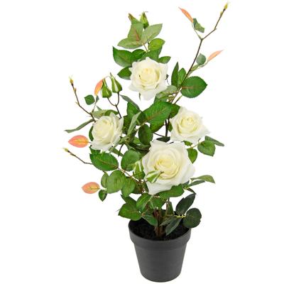 Kunstbaum I.GE.A. "Rosenbusch im Topf", weiß, B:27cm H:50cm L:27cm, Obermaterial: 95% Polyester, 5% Kunststoff, Kunstpflanzen, Kunstrosen Kunstpflanzen Rosenstrauch Deko Hochzeit