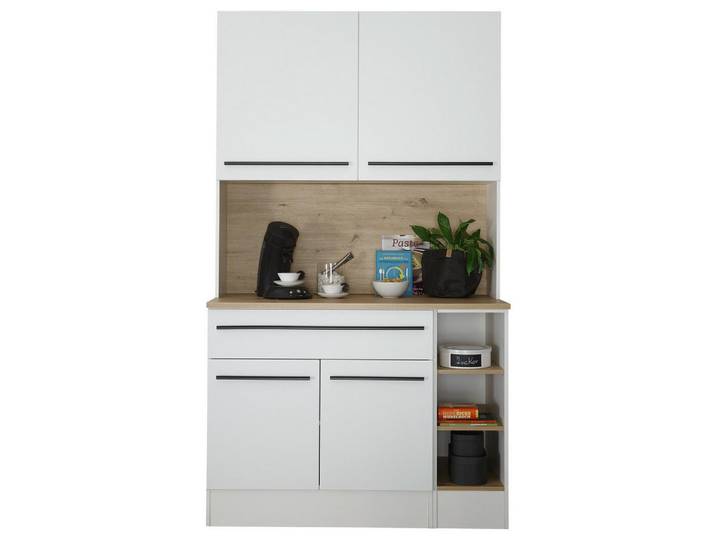 P & B Buffet, Weiß, Eiche Artisan, 5 Fächer, 1 Schublade(n) Schubladen, 120x211x58 cm, Beimöbel erhältlich, Küchen, Küchenmöbel, Buffetschränke