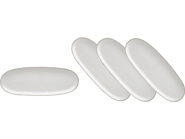 Van Well URBAN Platte 34x12,5 cm creme 4er Set - Steinzeug Servierplatte groß Buffet-Platte Käseplatte, zum Servieren & Dekorieren