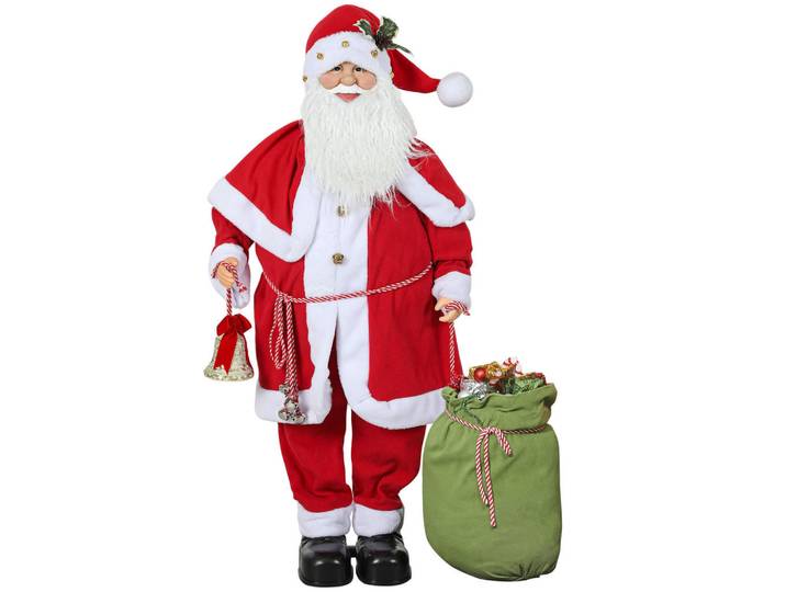 Homcom Weihnachtsmann 1,4 m mit Geschenk- und Weihnachtsglocken, Soundfunktion, Rot, Metall, Kunststoff, 21x140x55 cm, Dekoration, Weihnachtsdekoration