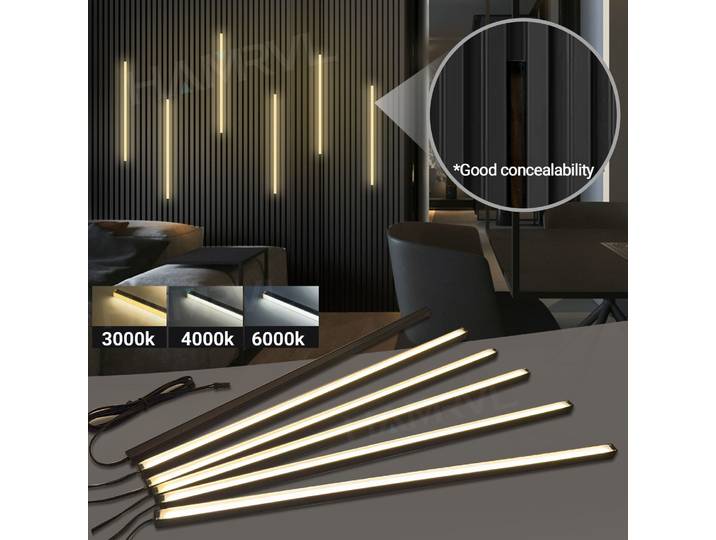 Éclairage encastré LED bande lumineuse LED pour panneau mural à lattes en bois en parallèle avec capteur tactile, auto-adhésif pour la décoration murale à lattes