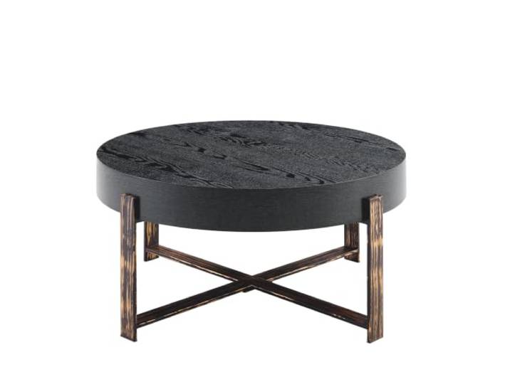 Vexelus Runder Couchtisch 68 cm Durchmesser, Retro‑Industriestil, MDF‑Tischplatte + Metall‑Kreuzgestell, Wohnzimmer Beistelltisch