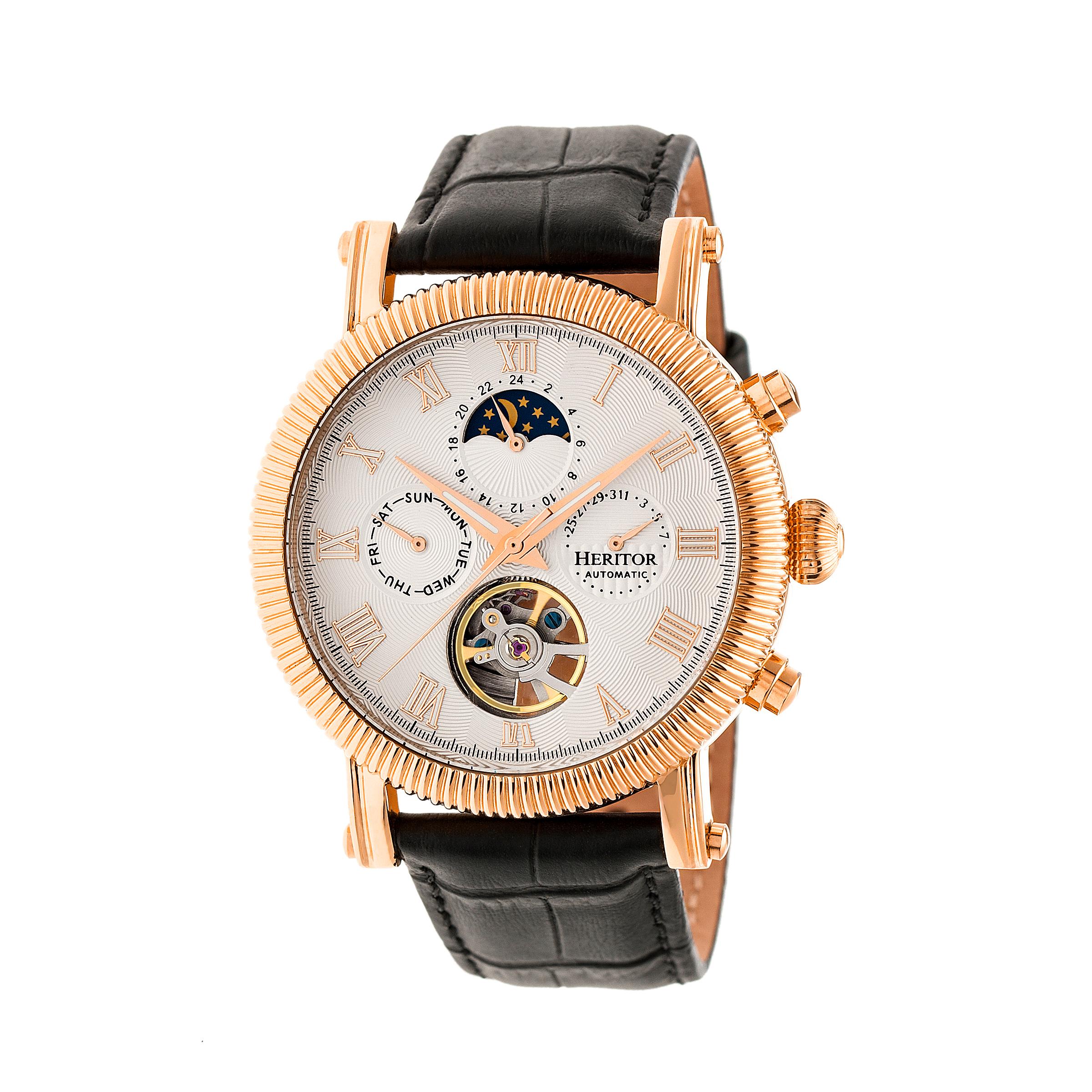 Heritor Automatische Winston Semi-Skelet Leerband Horloge