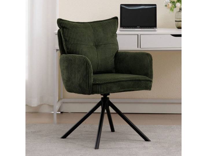 Wahson Chaise de Bureau Moderne en Velours Fauteuil de Bureau Confortable avec Siège Côtelé Chaise Pivotante pour Chambre Vert