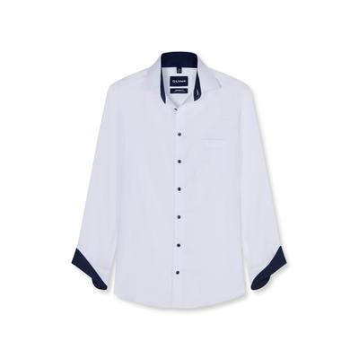 Businesshemd OLYMP "OLYMP Luxor, Modern Fit, Global Kent", Herren, Gr. 43, Normaler Arm, weiß, 100% Baumwolle, Hemden