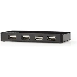 Nedis USB-Hub - 7X USB-Port - USB 2.0 - Stromversorgung über USB - Schwarz (USB-A, 7 Ports), Dockingstation + USB Hub, Schwarz