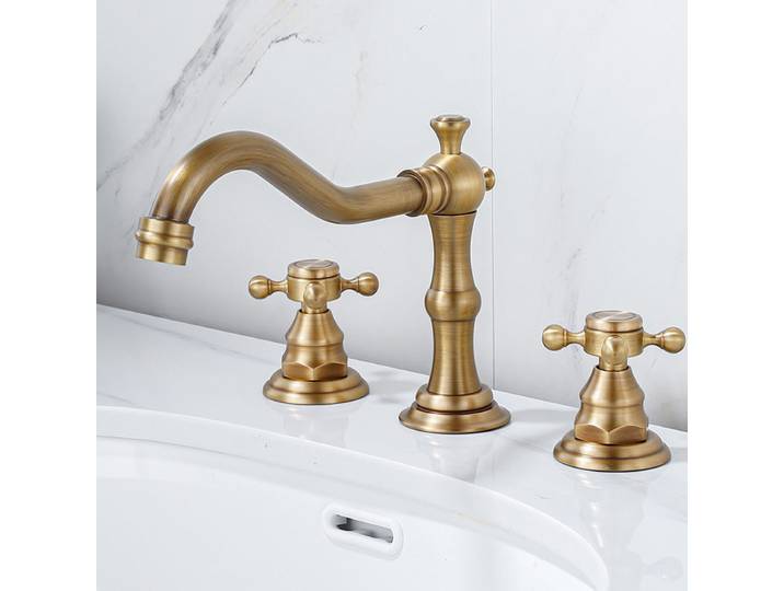 Redge - Ensemble de trois robinets de baignoire, robinets d'eau chaude et froide, robinet de baignoire antique