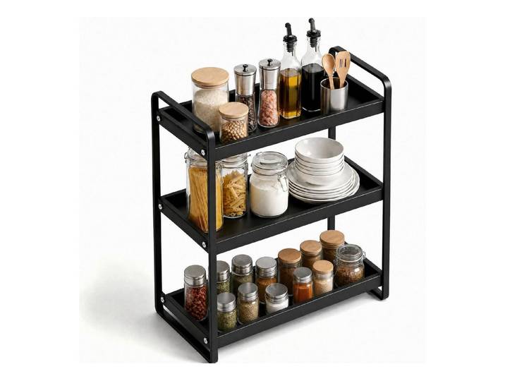 LuxusKollektion Küchenregal Kaffeebar Organizer 3 Etagen Schwarz, 1-tlg.