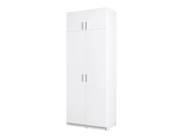 Lomadox Schlafzimmer Kleiderschrank 2-türig mit Aufsatzschrank, 92cm breit, weiß Glanz, SELAWIK-166