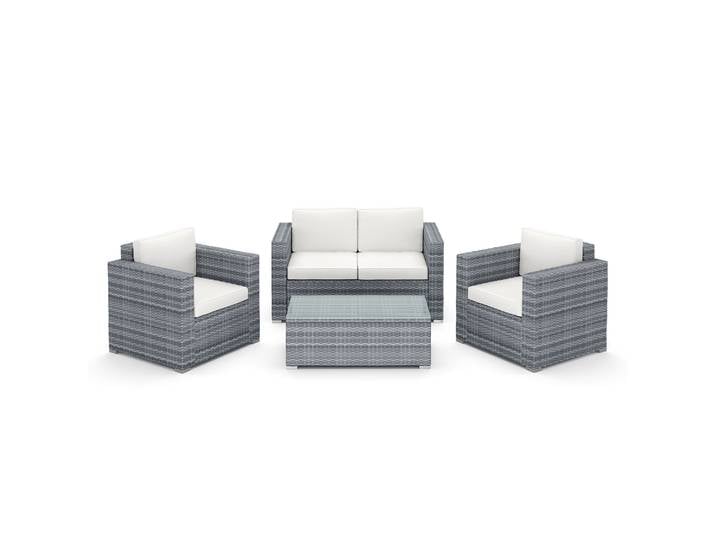 Rattanlounge VENEZIA grau/beige