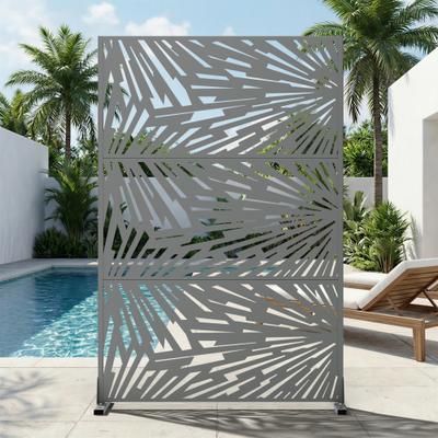 Lirago Metal Privacy Screen Freestanding Outdoor Divider Rust-Proof Galvanized Steel Decorative Fence Panel