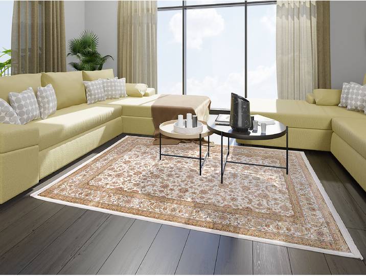 Tapis à poils courts Grazia di Persia Beige/Beige 67 x 130cm Viscose