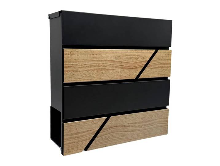 Relaxdays Briefkasten Holzoptik mit Zeitungsfach