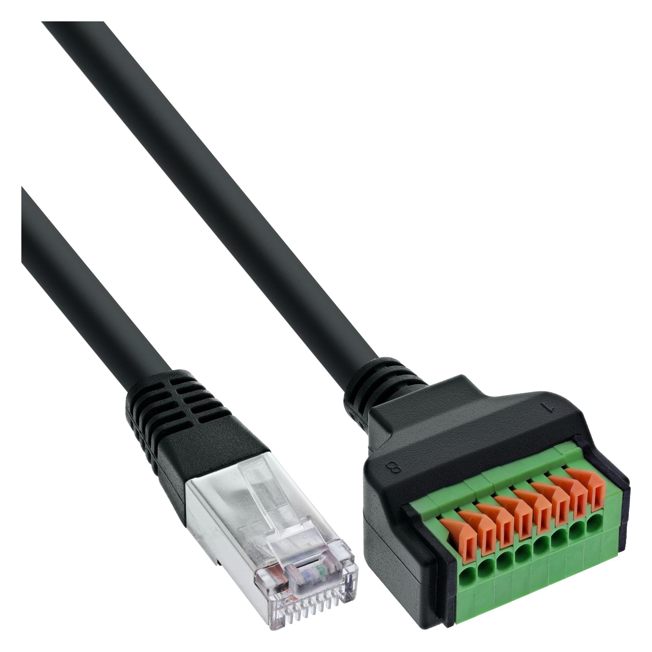 InLine RJ45 Stecker an Push-In-Klemme, 8-polig, Cat.5e, 15cm Kabel (Netzwerk Zubehör) (92505I)