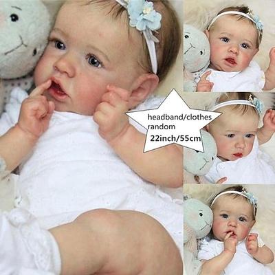 22 Zoll Reborn Puppe Baby Kleinkind Spielzeug Reborn Kleinkind Puppe Reborn Baby Puppe Junge Mädchen Reborn Baby Puppe Saskia Neugeborenes lebensecht Geschenk Handgemacht Ungiftiges Vinyl mit