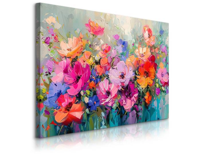 LEINWANDBILD Blumen Malarei Abstraktion 90x60