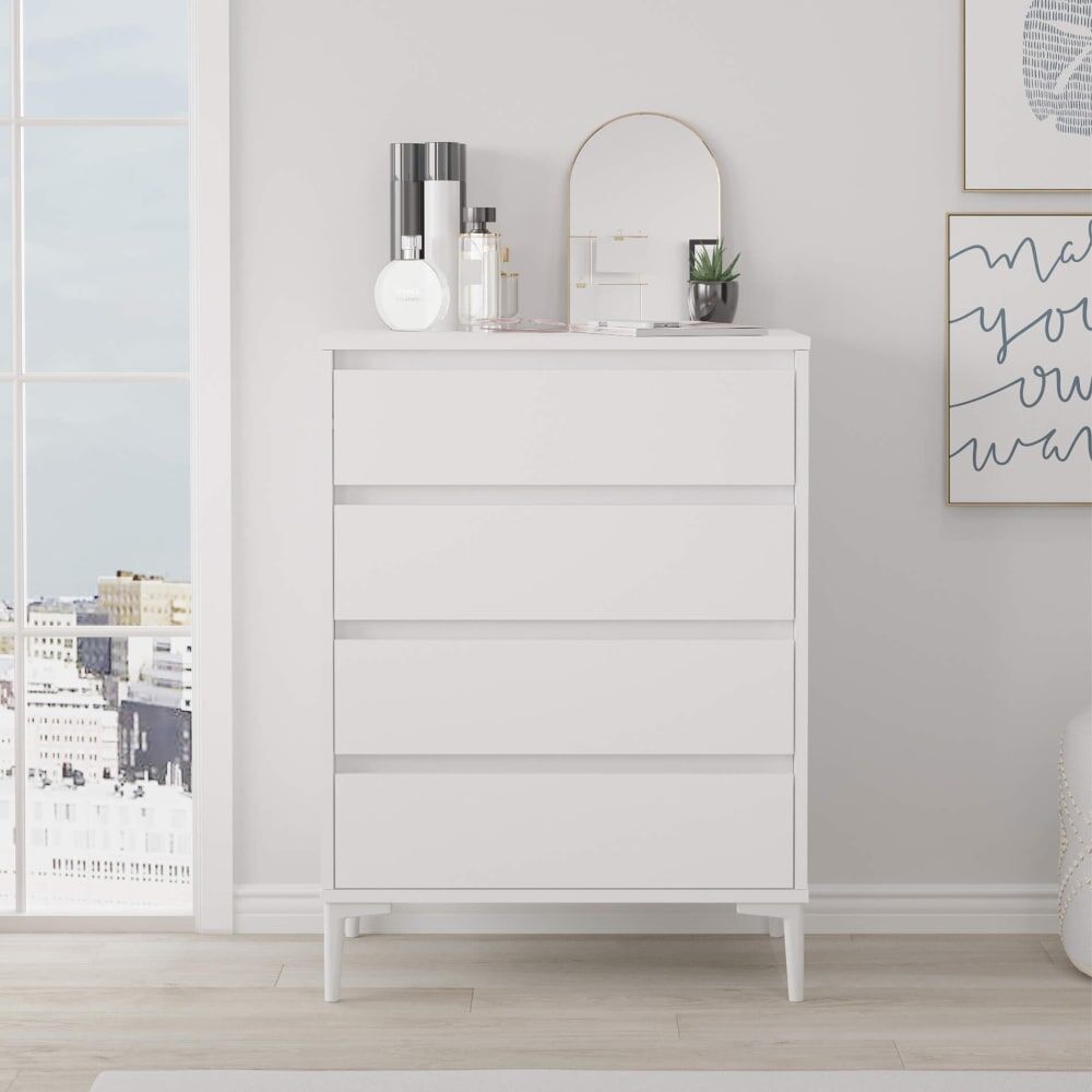 Mobili Rebecca Commode avec 4 tiroirs, blanc Blanc 72x99x45cm
