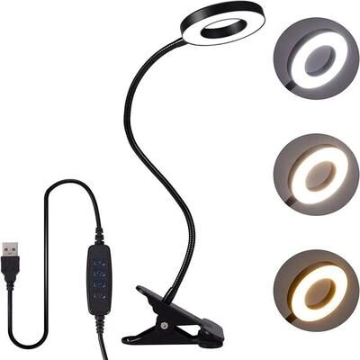 Inspire Select USB Clip On LED Reading Lamp 360 Flexible Gooseneck Dimmable Study Light desk Lamp