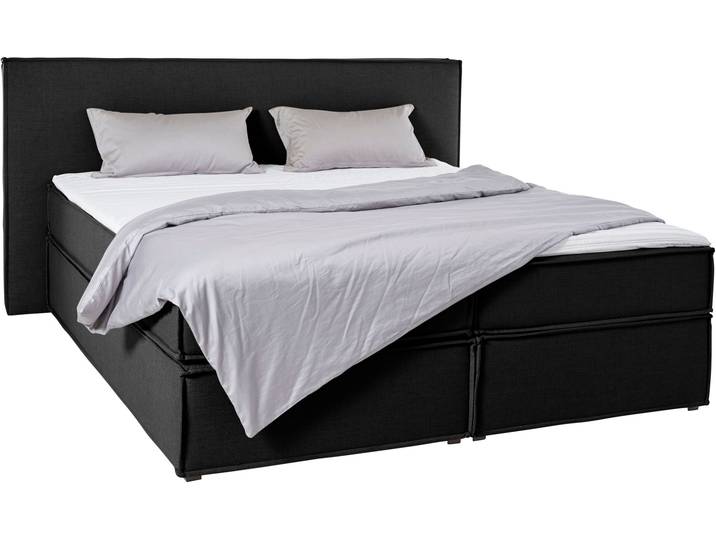 Boxspringbett, 100% Polyester, Anthrazit, 213×213 cm, Inkl. Topper, Modern, LeGer