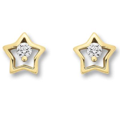 Paar Ohrhänger ONE ELEMENT "Zirkonia Stern Ohrringe Ohrstecker aus 333 Gelbgold", gold, Ohrringe, Damen, Gelbgold 333, Gold, Persönlicher Akzent – schlicht, modern, aussagekräftig