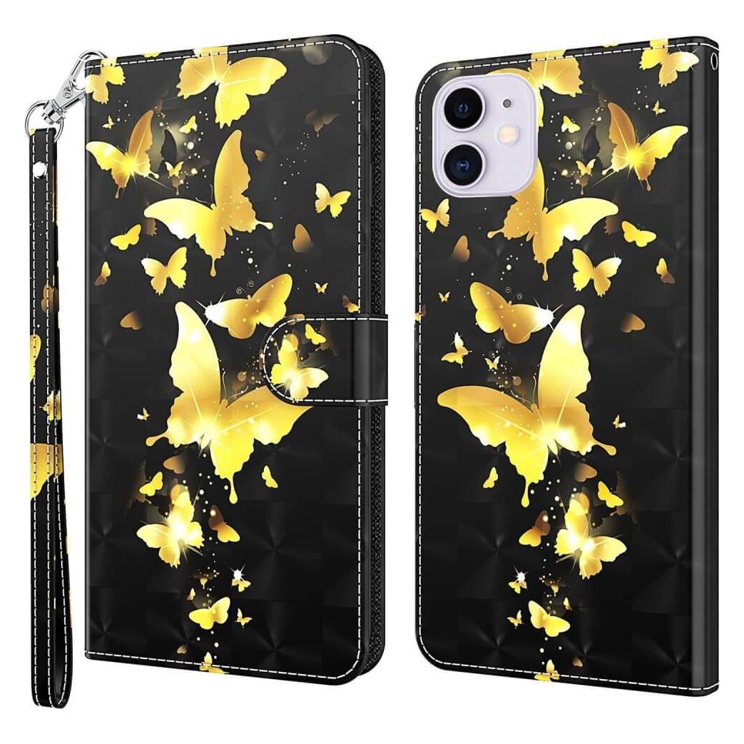 Cover-Discount iPhone 14 - Etui Glitzer Effekt Schmetterling gold (Apple iPhone 14) (101135254A)