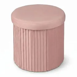 Relaxdays Hocker aus Samt mit Stauraum Rosa