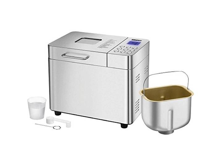 Unold Backmeister® Edel 68456 - Brotbackautomat Edelstahl, 550W, 750–1000g, 14 Programme, glutenfrei, LCD-Display, Zeitvorwahl 15 h, Warmhaltefunktion, Keramikbeschichtung