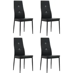 Décoshop26 - Set aus 4 bequemen und modernen Küchen-/Esszimmerstühlen mit Kristallrückenlehne aus schwarzem Kunstleder CDS021807