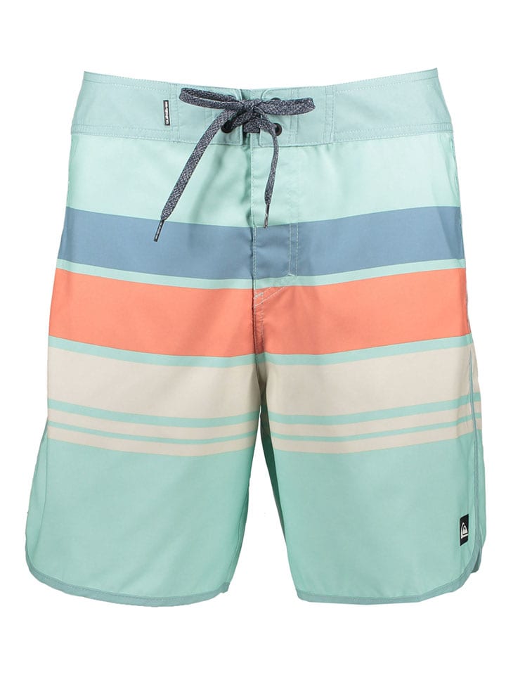 Quiksilver Badeshorts "Everyday Stripe" in Hellblau/ Grün - 30