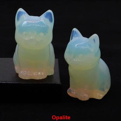 Inspired Finds Natural Amethyst Cat Statue Hand Carved Crystal Figurine For Healing & Meditation Decor opalite