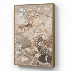 WANDLEUCHTE MIT AKKU Mandelblüte - Kunst - Van Gogh - Beige - Abstrakt Farbwechsel 70x100 cm Wandlampe