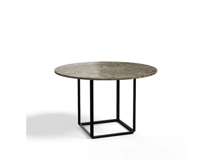 New Works Florence Esstisch rund gris du marais marble, ø120cm, Schwarzes Gestell