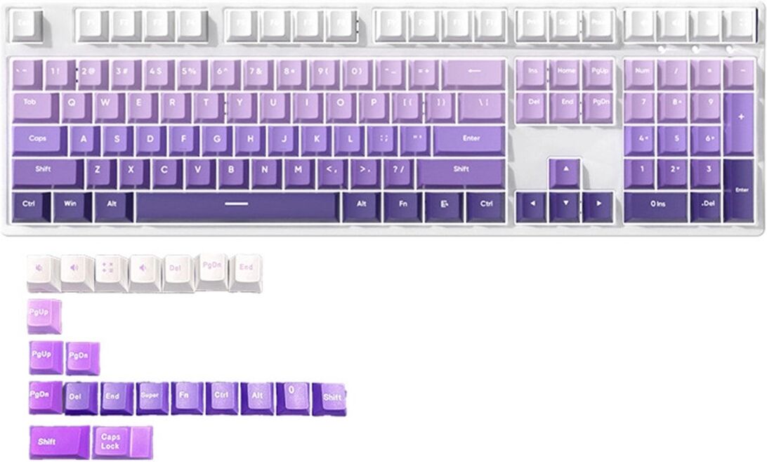 INF Mechanische Tastatur Keycaps Komplettset - Front-Print Opaque Dye-Sublimation ABS Lila, kompatibel mit Cherry MX und