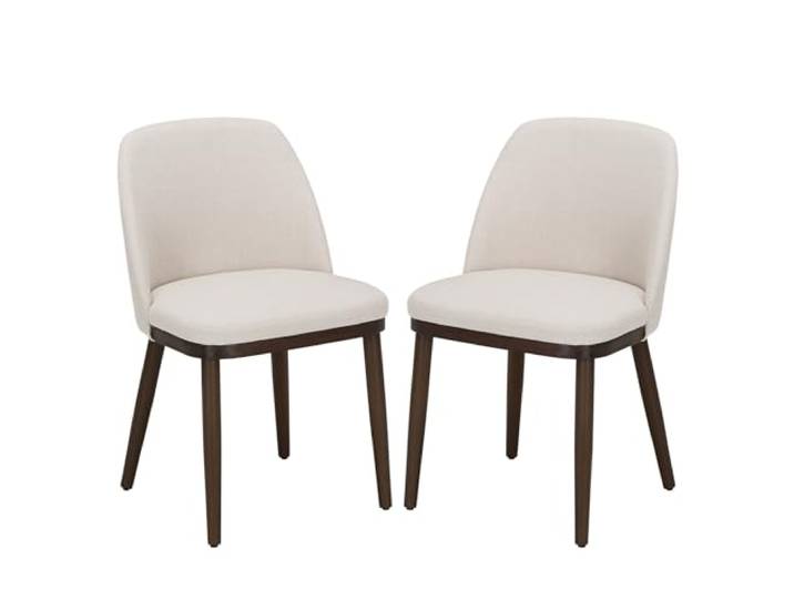 MALOL Gepolsterte Esszimmerstühle 2er Set, Moderne Stühle Esszimmer, Küchenstühle mit Rückenlehne, Stoffstuhl mit Holzbeinen für Esszimmer, Küche, Restaurant, Beige
