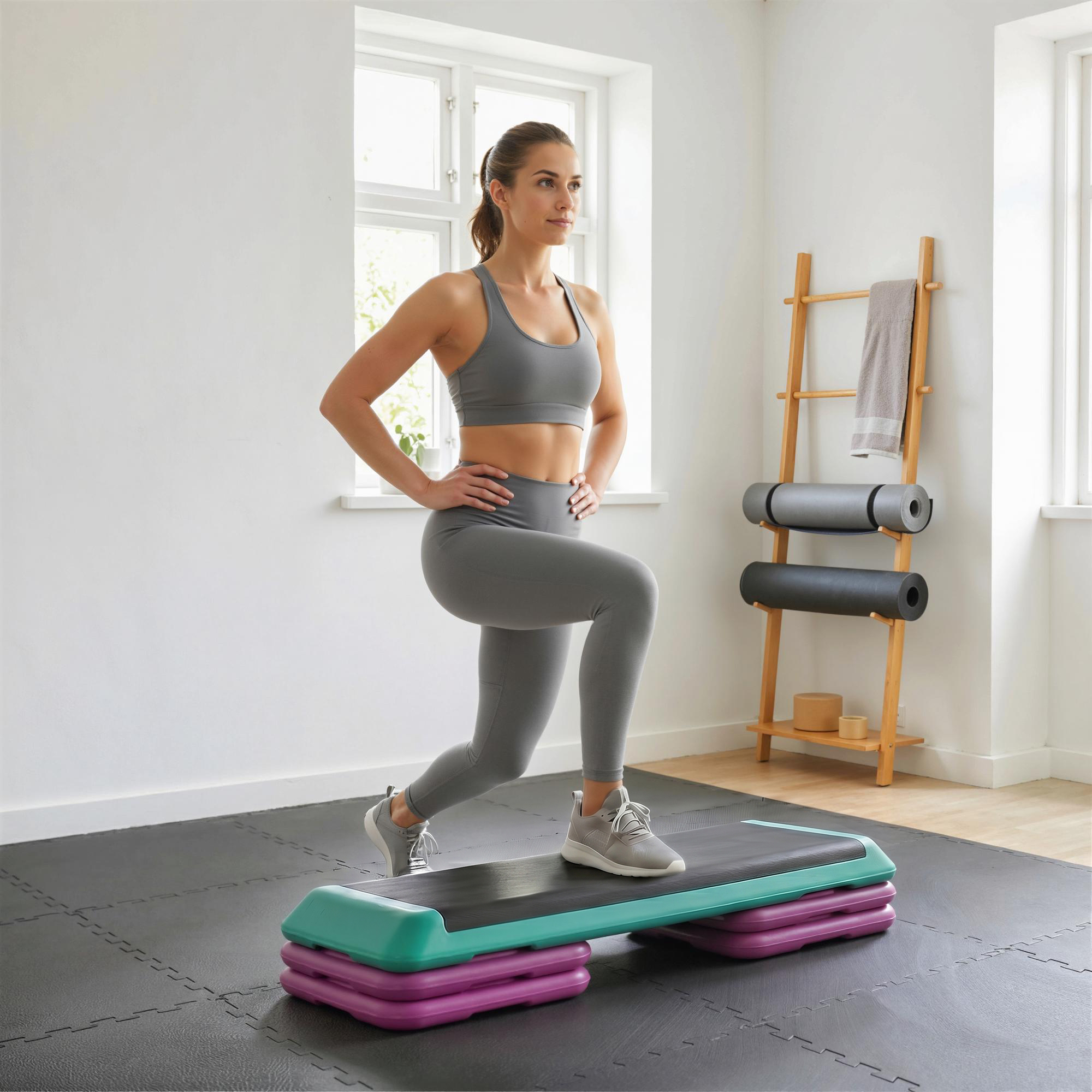 Homcom Stepper per Aerobica Antiscivolo e Regolabile su 3 Livelli, in Plastica e PP, 110x40x20 cm, Multicolore   Aosom Italy